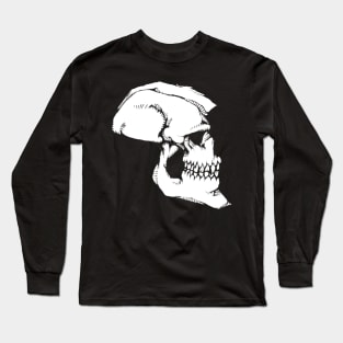 Sketch Punk Rock Skull Tattoo Style Design Drawing Graphic Long Sleeve T-Shirt